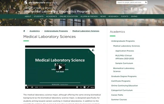 The natural science licensure page.